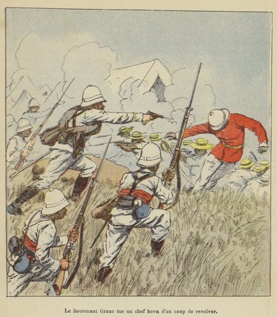 Leutnant Grass tötet einen Hova-Anführer mit einem Revolverschuss von after Louis Charles Bombled