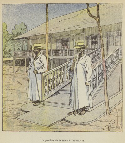 Der Pavillon der Königin in Tananarive von after Louis Charles Bombled