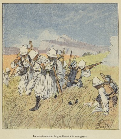 Leutnant Zaigue verwundet an der Vorhut von after Louis Charles Bombled