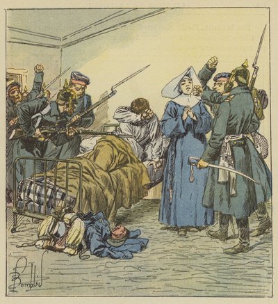 Die Preußen in der Ambulanz am Boulevard Negrier von after Louis Charles Bombled