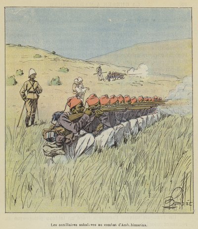 Die Sakalava-Hilfstruppen in der Schlacht von Ambohimarina von after Louis Charles Bombled