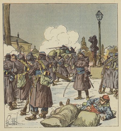 Die Fußgendarmen von General Bourdillon verteidigen den Übergang der Huisne von after Louis Charles Bombled
