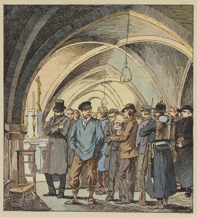 Die Geiseln in der Krypta von Beaune-la-Rolande von after Louis Charles Bombled
