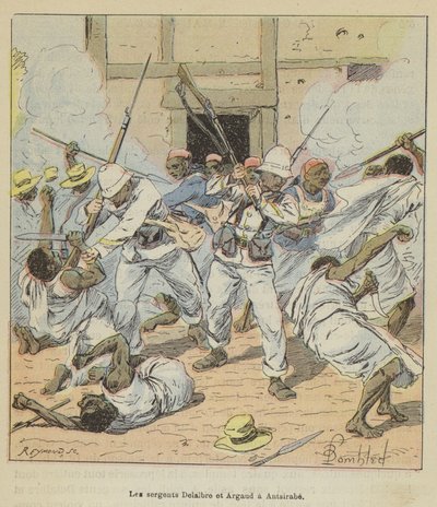 Die Sergeanten Delalbre und Argaud in Antsirabe von after Louis Charles Bombled