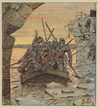 Die Freiwilligen von Cathelineau überqueren die Loire bei Châteauneuf von after Louis Charles Bombled
