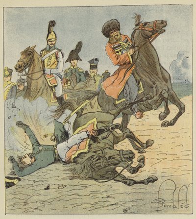 Tod von Moreau in Dresden, 26. August 1813 von after Louis Charles Bombled