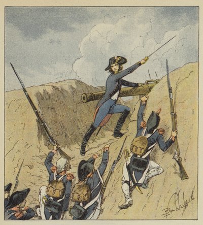 Napoleon stürmt kaum aus der Kindheit und seine ersten Schritte glänzen mit reinem Ruhm von after Louis Charles Bombled