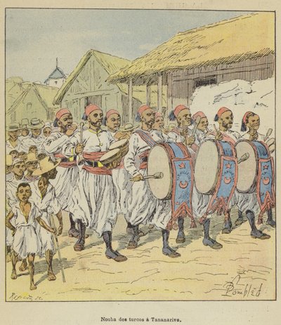 Nouba der Turcos in Tananarive von after Louis Charles Bombled