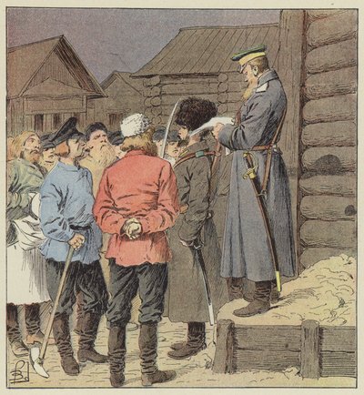 Kriegserklärung in Sibirien von after Louis Charles Bombled
