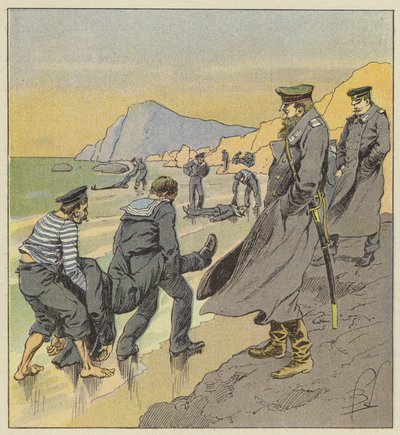 Bergung der Leichen der Matrosen der Petropawlosk von after Louis Charles Bombled