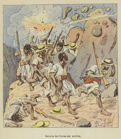 Rückzug der Hova nach Andriba von after Louis Charles Bombled