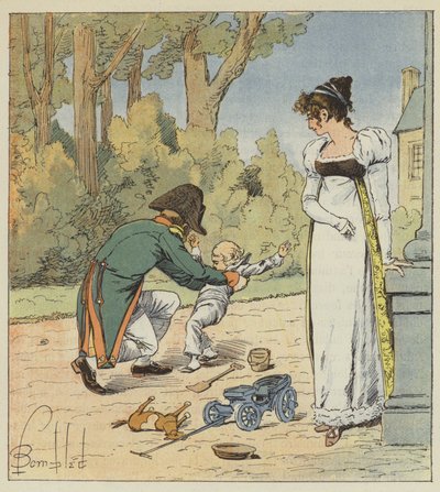 Wenn er ihn in den Gärten traf, warf er ihn zu Boden von after Louis Charles Bombled