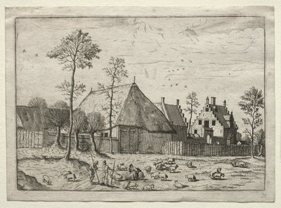 Ansicht von Dörfern in Brabant und Campine: Hirten mit Herde von after Master of the Small Landscapes