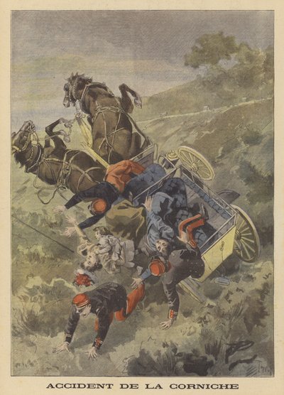 Kutschenunfall an der Corniche zwischen Eze und La Turbie von after Oswaldo Tofani