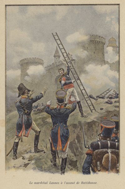 Marschall Lannes beim Angriff auf Regensburg, 1809 von after Paris