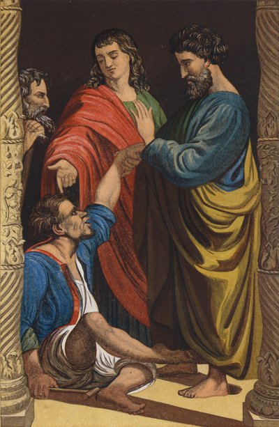 Petrus und Johannes heilen den Lahmen von after Raphael