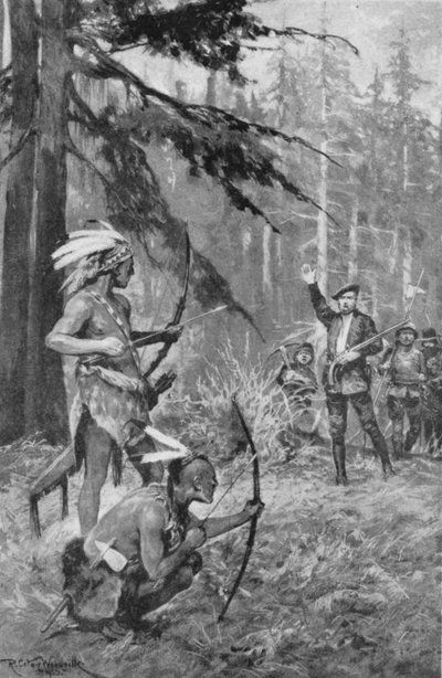 Jacques Cartier trifft auf Eingeborene in einem Wald nahe dem Sankt-Lorenz-Strom von after Richard Caton II Woodville