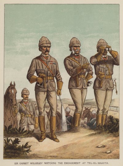Sir Garnet Wolseley beobachtet das Gefecht bei Tel-El-Mahuta von after Richard Simkin
