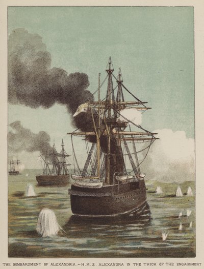 Die Bombardierung von Alexandria, HMS Alexandra im dichten Gefecht von after Richard Simkin