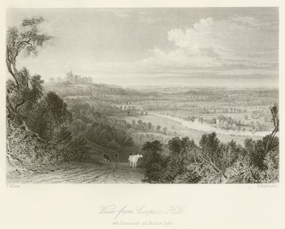 Blick von Coopers Hill, mit Runnemede und Windsor Castle von after Thomas Allom
