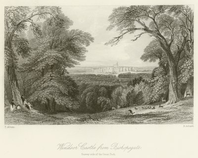 Windsor Castle von Bishopsgate, Surrey-Seite des Großen Parks von after Thomas Allom