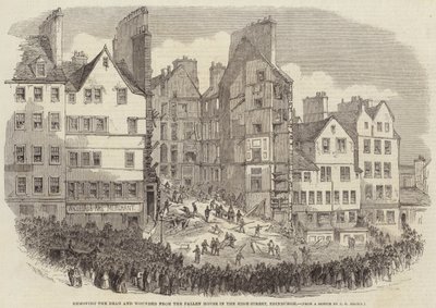 Beseitigung der Toten und Verwundeten aus dem eingestürzten Haus in der High-Street, Edinburgh von after Thomas Harrington Wilson