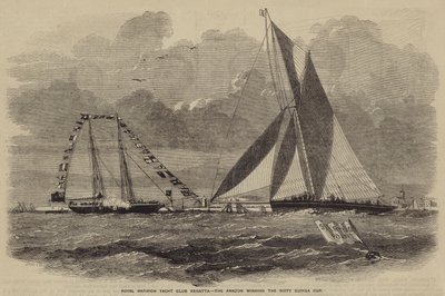 Regatta des Royal Harwich Yacht Club, die Amazon gewinnt den Sechzig-Guinea-Pokal von after Thomas Harrington Wilson