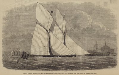 Segelwettbewerb des Royal London Yacht Club, die Romp und die Julia passieren die Flaggenboje in North Woolwich von after Thomas Harrington Wilson