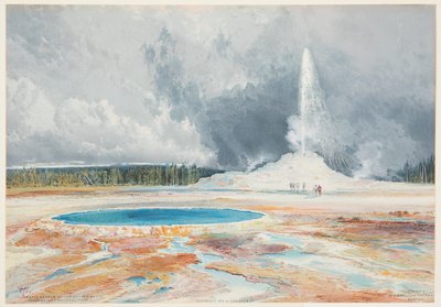Castle Geyser, Oberes Geysirbecken, Yellowstone-Nationalpark von after Thomas Moran