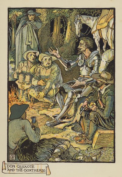 Don Quixote und die Ziegenhirten von after Walter Crane