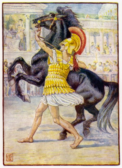 Er rannte auf das Pferd zu und ergriff die Zügel von after Walter Crane