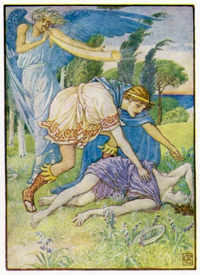 Der Windgott schickte eine Böe aus dem Süden von after Walter Crane