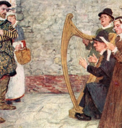 Shakespeare hört Balladensängern in der Nähe des Somerset House, London, zu von after William Hatherell