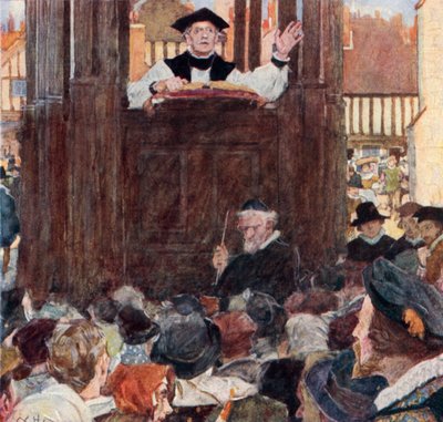 Shakespeare hört einem Prediger am St. Pauls Cross zu von after William Hatherell