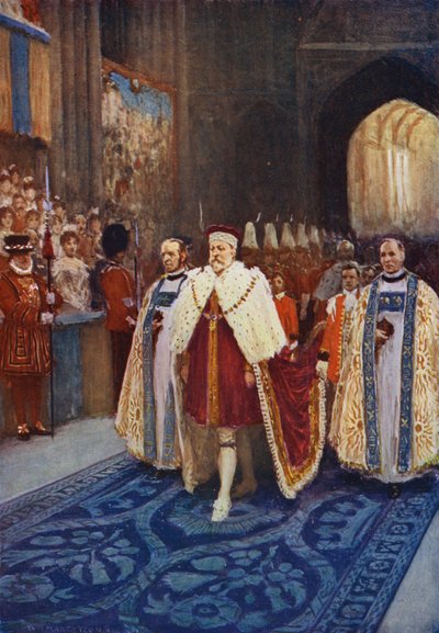 König Edward VII. betritt die Westminster Abbey zu seiner Krönung von after William Henry Margetson
