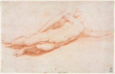 Studie eines gefallenen Soldaten (möglicherweise die Bekehrung des Saulus) (recto) von attributed to Correggio