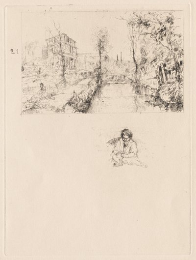 Landschaft mit Brücke und Kind von attributed to Jean Louis Richter