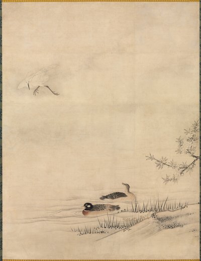 Blumen und Vögel in einer Frühlingslandschaft von attributed to Kano Motonobu