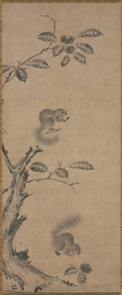 Eichhörnchen auf dem Kastanienbaum von attributed to Louis Philippe Mouchy