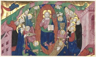 Fragment einer illustrierten Initiale aus einem Chorbuch: Christus in Majestät von attributed to Michelino Molinari da Besozzo