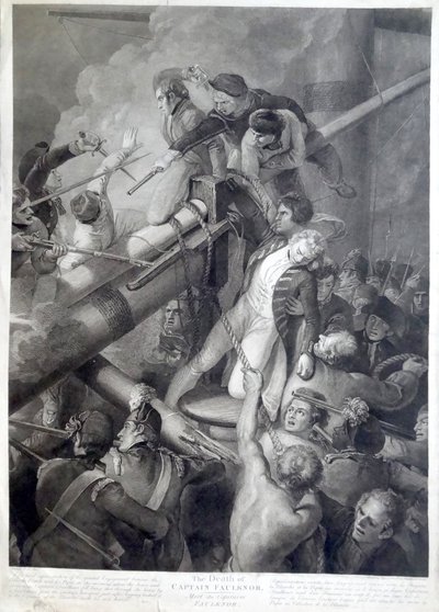 Der Tod von Kapitän Faulknor dem Jüngeren von burin de Blackberd daprès Stothard Eau forte