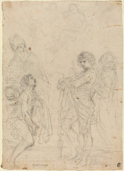 Madonna und Kind mit den Heiligen Gimignano, Johannes dem Täufer, Georg und Peter Martyr von called Guercino Giovanni Francesco Barbieri