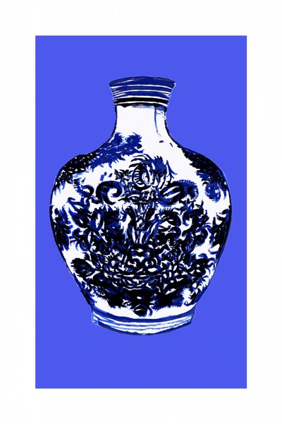 Blaue und weiße Vase von cartissi
