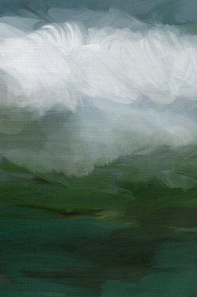 Neblige Grüne Landschaft von cartissi