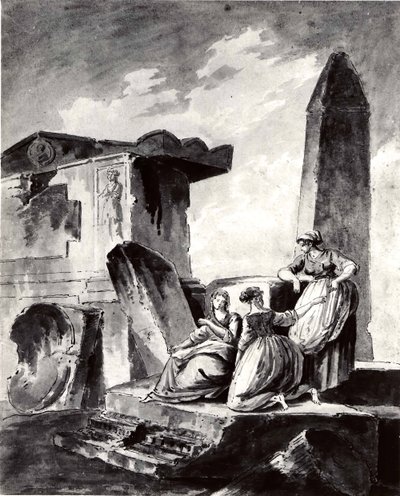 Drei junge Mädchen bei Ruinen, ca. 1790 von copy after Hubert Robert.