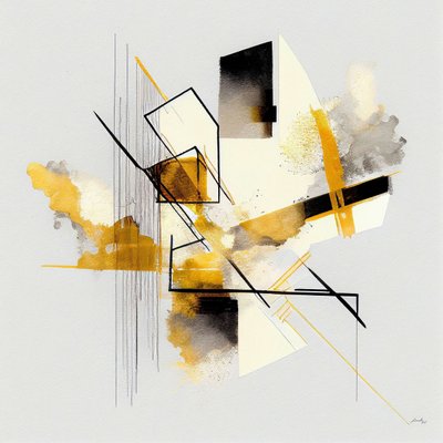 Abstrakte geometrische Formen, Aquarell von F. Abderrahim