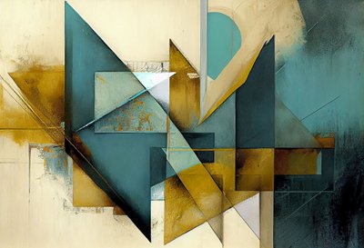 Mid-Century Modern Leinwand, abstrakte Kunstformen von F. Abderrahim