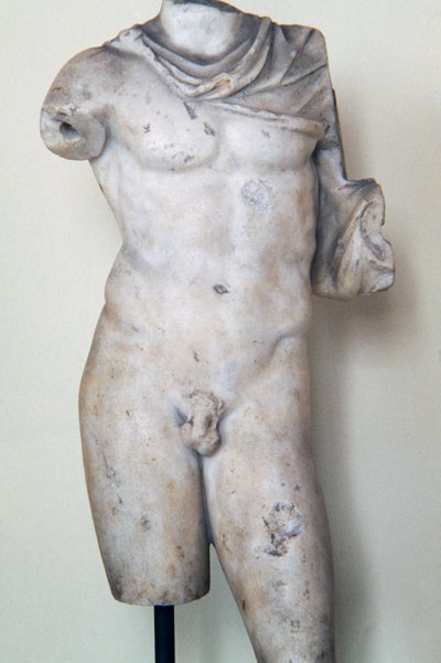 Männliche Figur, römische Statue nach griechischem Original, römische Zivilisation von Theodore Charles Ange Coquelin