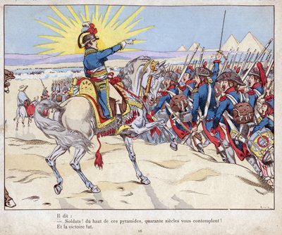 Ägyptenfeldzug: Napoleon führt seine Truppen zur Schlacht bei den Pyramiden, 21. Juli von pseudonym for Onfray de Breville Jacques Job