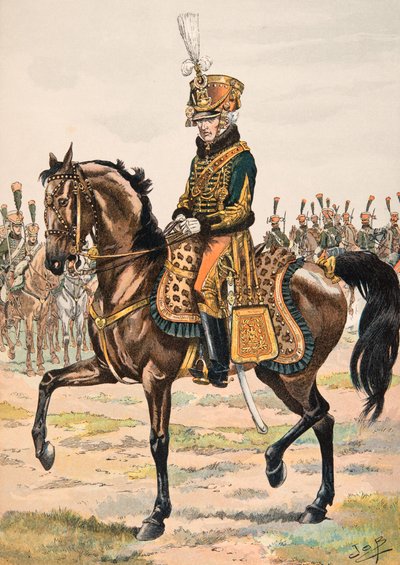 Illustration: Uniformen der französischen Truppen zu allen Zeiten - General, der eines der Regimenter der Ehrenwache 1813 befehligt von pseudonym for Onfray de Breville Jacques Job